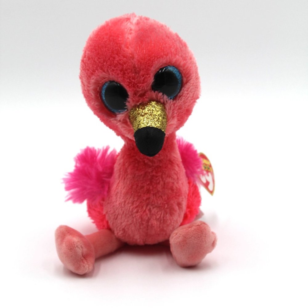 Ty Beanie BOO 6" Gilda the Flamingo Large Colored Glittery Eyes Plush Toy NWT